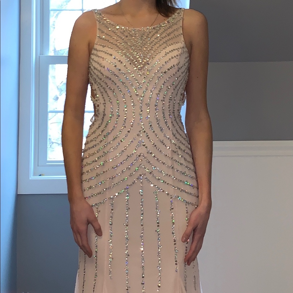 Light pink and sequence prom dress